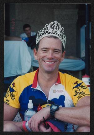 [Cyclist wearing a costume tiara: Lone Star Ride 2003 event photo]