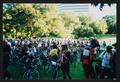 Photograph: [Large circle of cyclists gathered in a park: Lone Star Ride 2003 eve…