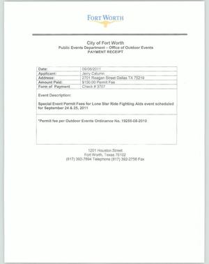 [Duplicate special event permit receipt form the city of Fort Worth]