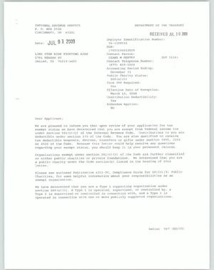 [Letter from the IRS to Lone Star Ride Fighting AIDS, July 01, 2009]