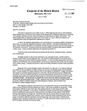 Executive Correspondence - Letter from Gov Baldacci and Maine Representatives