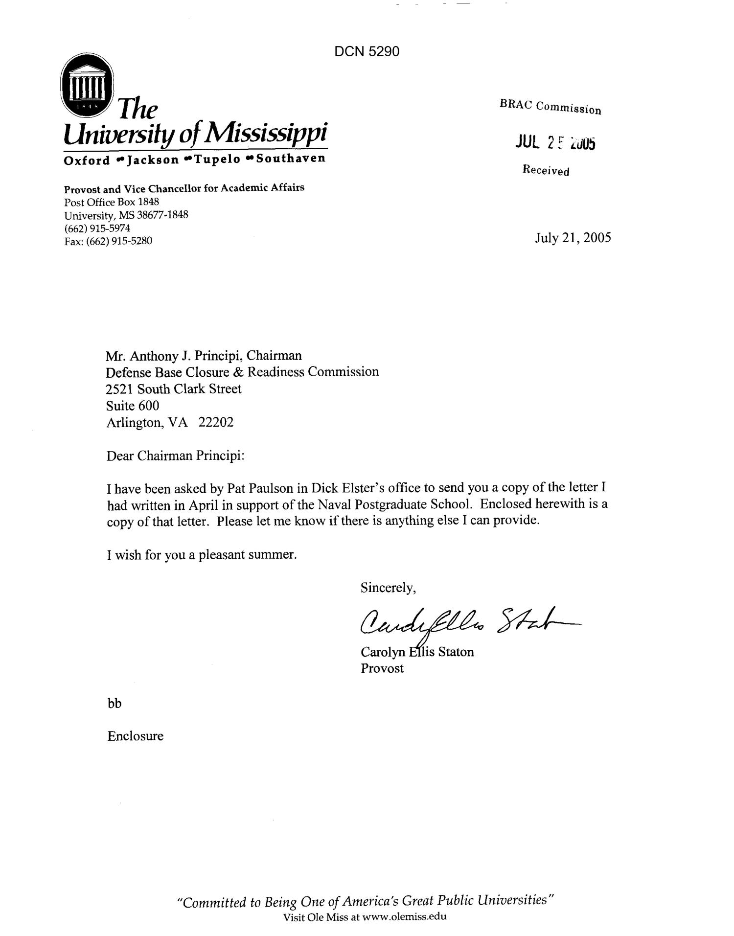 Executive Correspondence - Letter from Carolyn Ellis ...