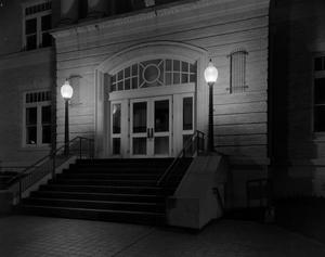 [Steps leading to a building at night]