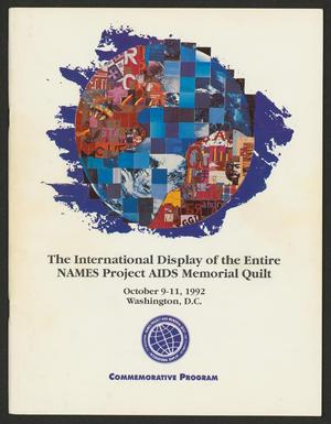 Primary view of object titled '[Program: The International Display of the Entire NAMES Project AIDS Memorial Quilt, 1992]'.