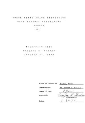 Primary view of object titled 'Oral History Interview with Crayton R. Gordon, January 31, 1977'.
