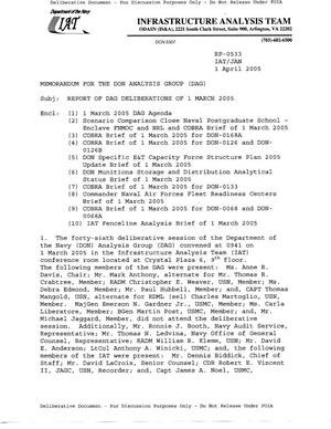 Report of DAG Deliberations of 1 March 2005