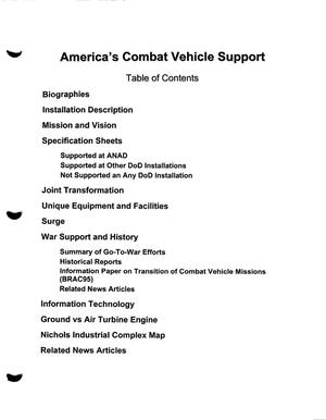 Anniston Army Depot Combat Vehicle Support Center Installation Familiarization Reference Book