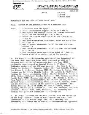 Report of DAG Deliberations of 7 February 2005
