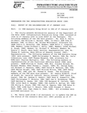 Report of IEG Deliberations of 27 January 2005