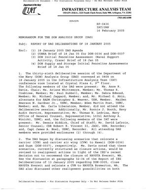 Report of DAG Deliberations of 18 February 2005
