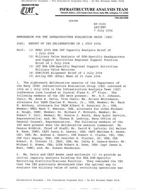 Report of IEG Deliberations of 1 July 2005