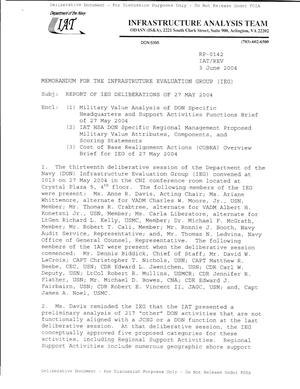 Report of IEG Deliberations of 27 May 2004