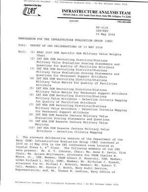 Report of IEG Deliberations of 13 May 2004