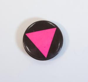 [GUTS Pink Triangle Button, undated]