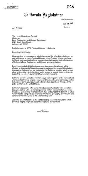 Executive Correspondence - Letter from California Legislature