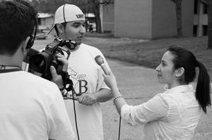 [Laura Trevino interviews student at immigration protest]