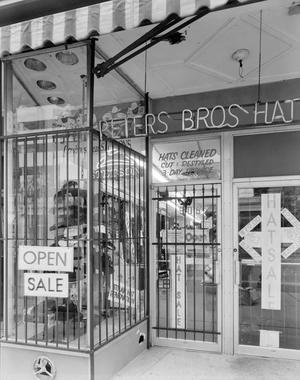 [The storefront of Peters Bros Hats]