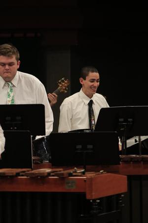 [Two musicians at the Percussion Holiday Performance]