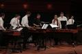 Photograph: [Eight xylophone players at the Percussion Holiday Performance]