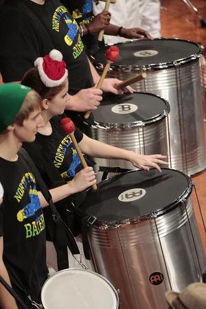 [Three drums at the Percussion Holiday Performance]