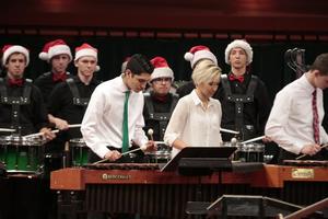 [Drummers and xylophone players at the Percussion Holiday Performance]