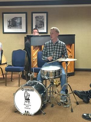 [Percussionist and pianist practicing, One O'Clock Lab Band Performance at Next Generation Jazz Festival in Monterey, California]