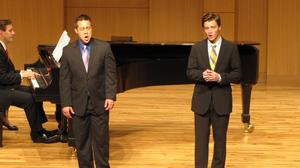 [Two singers performing with Heggie at the Student recital during Jake Heggie's residency, 3]