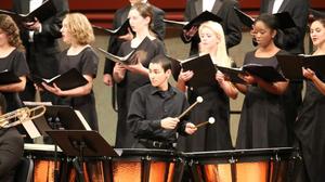 [Timpani player and choir at Sounds of the Holidays]