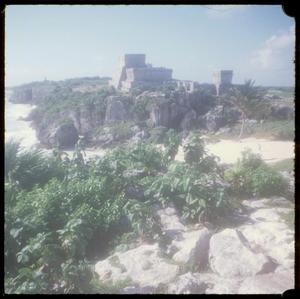[A distant view of a portion of the Tulum ruins]