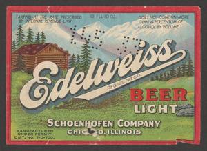 Primary view of object titled '[Schoenhofen Brewing Company beer bottle label]'.