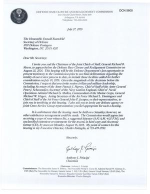 Letter to Secretary of Defense Donald Rumsfeld