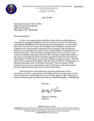Executive Correspondence - Invite Letter from Chairman Principi to LtGen Blum for the 11 Aug 05 Hearing