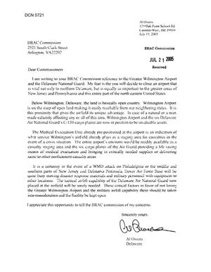 Community Correspondence  -   Letter from Al Owens regarding the Delaware National Guard