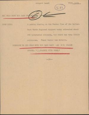 Primary view of object titled '[News Script: Airport board]'.