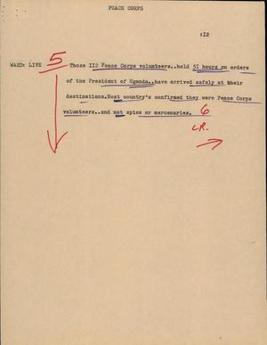 Primary view of object titled '[News Script: Peace Corps]'.
