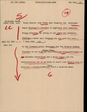 Primary view of object titled '[News Script: Nixon Kissinger Chen]'.