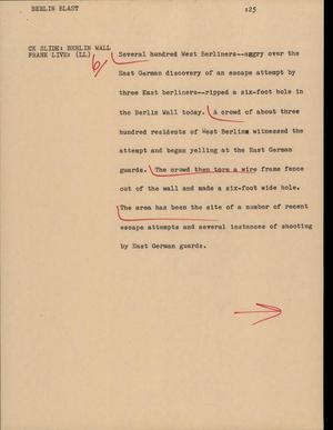 Primary view of object titled '[News Script: Berlin blast]'.
