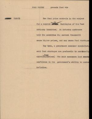 Primary view of object titled '[News Script: Food prices]'.