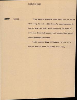 Primary view of object titled '[News Script: Narcotics Coop]'.
