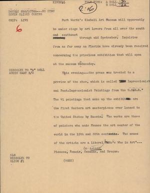 Primary view of object titled '[News Script: Kimbell]'.