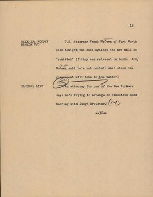 Primary view of object titled '[News Script: Case Against The Men]'.