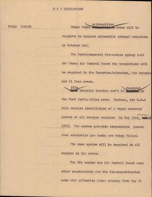 Primary view of object titled '[News Script: EPA Regulations]'.