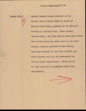 Primary view of object titled '[News Script: Impeach Nixon Rally]'.