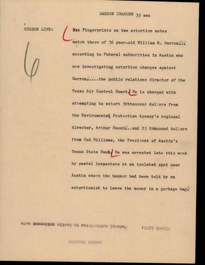 Primary view of object titled '[News Script: Barron Charged]'.