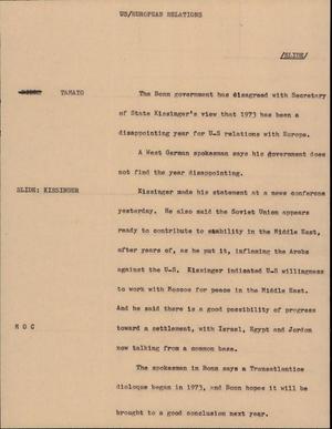 Primary view of object titled '[News Script: US/European Relations]'.