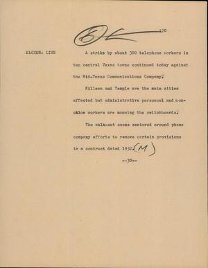 Primary view of object titled '[News Script: Mid-Texas Communication Company]'.