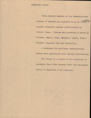 Primary view of object titled '[News Script: Telephone Strike]'.