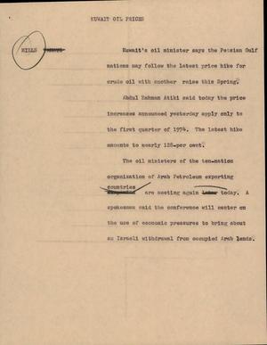 Primary view of object titled '[News Script: Kuwait Oil Prices]'.