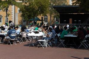 [Students enjoying the Founder's Day cookout]