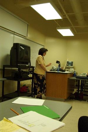 [Kathy Dreyer speaks at 2003 CPS training event]